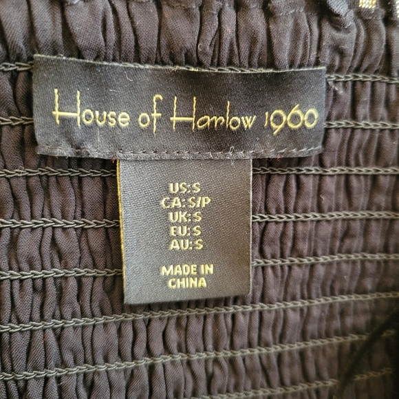 House of Harlow 1960 Black Smocked Mini Dress Size Small - Picture 5 of 5